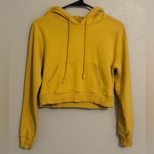 Brandy Melville John Galt Mustard Yellow Cropped Hooded Sweatshirt